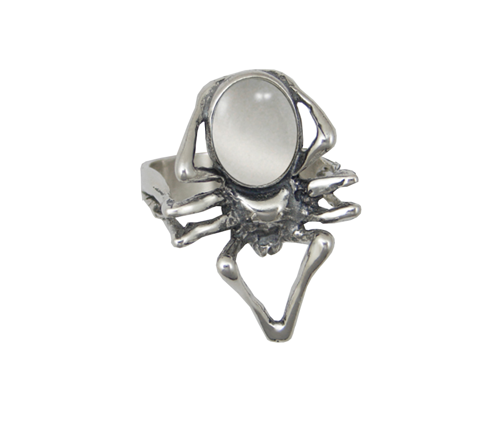 Sterling Silver Big Spider Ring With White Moonstone Size 12